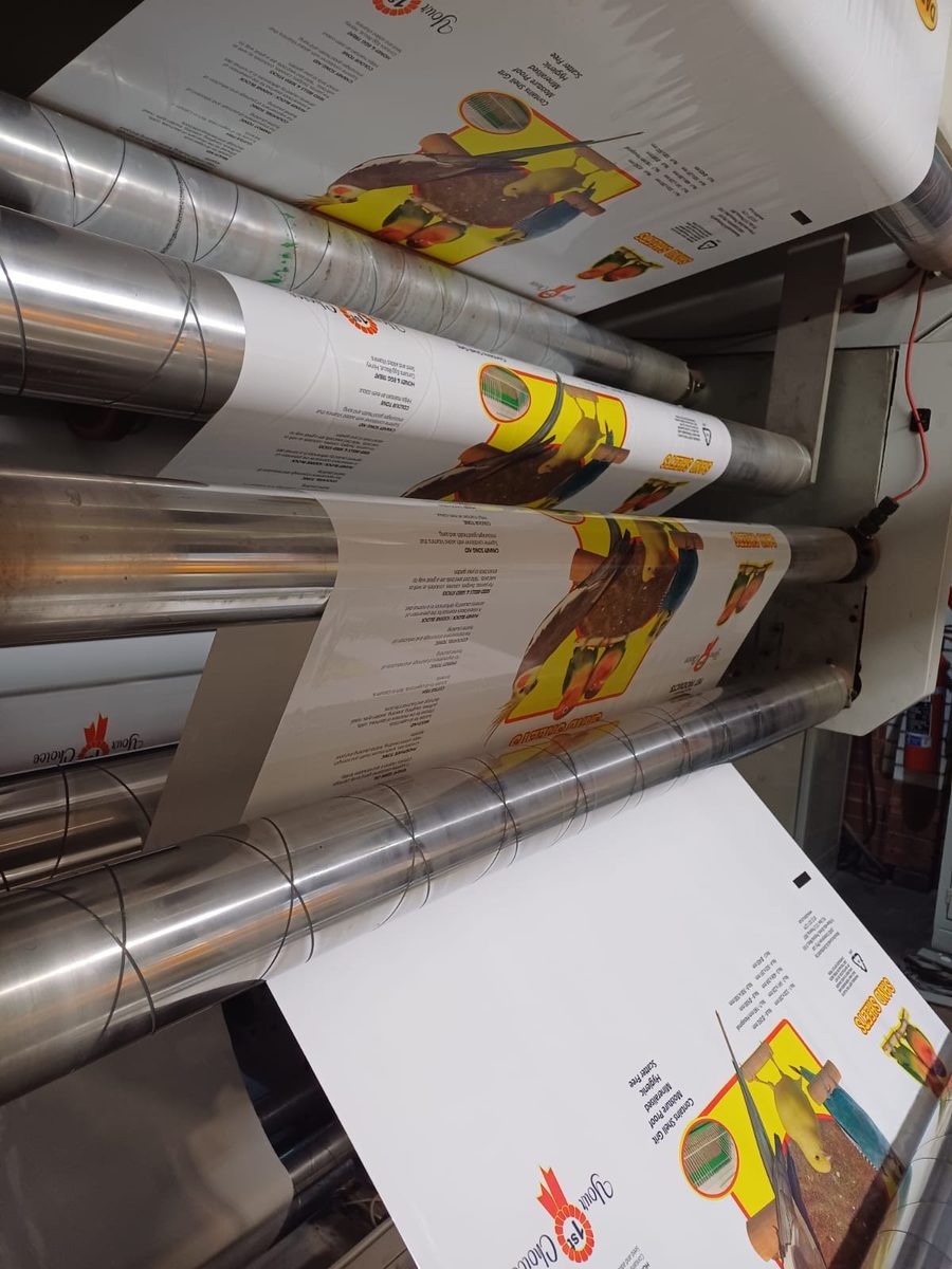 Printed flexible film on press